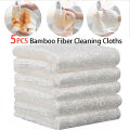 1/5PCS Natural Bamboo Fiber Thickened Cleaning Cloth White Dish Towel Kitchen Scouring Pad Easy To Clean Bathroom Rags Dishcloth. 