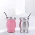 Double-Walled Mate Natural Gourd Tea Cup Set Bombillas Yerba Mate Tea Cup Insulation Wall Gourd Tea Cup Mate Straw Set. 