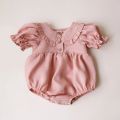 2Pcs Newborn Girl Clothes Spring Summer Baby Girl One Piece Clothes Corduroy Lapel Baby Girl Climbing Clothes With Hat. 