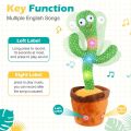 Dancing Cactus Talking Toy Kids  Children Plush Electronic Toys Baby Singing Wriggle Voice Recording Repeats What You Say LED Lights Toddler Educational Funny Gift. 