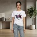 Half Sleeve Chinese Floral Print TShirt for Women Summer Wear Soft Microfibre Oriental Top for Casual Wear. 