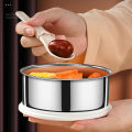 4pcs set Portable Lunch Container Set (47.5 Ounces), Stackable 304 Stainless Steel Bento Box with Utensils.