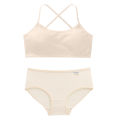 【New Arrivals】Teenage Girls Solid Bra And Panties Underwear Set Children 2025 Crisscross Soft Support Camisole&Bralette Kids Training Bra Sets. 