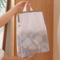 1pc Honeycomb Mesh Laundry Bag with Zipper - Wall-Mounted, Multi-Functional Clothes Storage Organizer for Bedroom & Bathroom. 