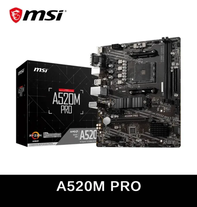 MSI AMD A520M PRO Motherboard Support Ryzen CPU R3 R5 R7 5000 & 3000 Series Mainboard AM4 M.2 NVME Dual Channel DDR4 Full New