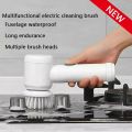 5 in1 Rechargeable Magic Brush Electric Multi-Functional Household Cleaning Brush 5 in 1 USB Rechargeable Car Waxing / Tiles Cleaning Brush Handheld Scrubber 360o Rotatable with 3 Replaceable Brush Heads Kitchen Dishwashing Sponge Electric Cleaning Brush. 
