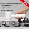 5 in1 Rechargeable Magic Brush Electric Multi-Functional Household Cleaning Brush 5 in 1 USB Rechargeable Car Waxing / Tiles Cleaning Brush Handheld Scrubber 360o Rotatable with 3 Replaceable Brush Heads Kitchen Dishwashing Sponge Electric Cleaning Brush. 