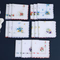 6 Pack of Women's Classic Tooth Edge Handkerchiefs, Cotton Flower Handkerchiefs, Sweat-Wiping Flap Pocket Pants Towels, Placemats, Wedding Supplies.