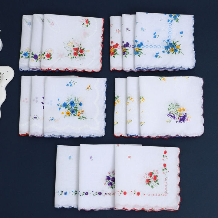 6%20Pack%20of%20Women's%20Classic%20Tooth%20Edge%20Handkerchiefs,%20Cotton%20Flower%20Handkerchiefs,%20Sweat-Wiping%20Flap%20Pocket%20Pants%20Towels,%20Placemats,%20Wedding%20Supplies%20-%20Image%205