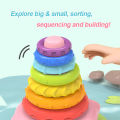 Montessori Rainbow Whale Bell Bath Baby Toy, Early Learning Stacking Roly-Poly Floating Toys, Birthday   for Kids. 