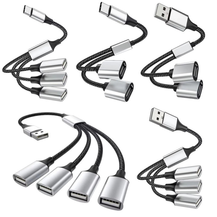 Usb Cable Split Color 4 Port USB OTG Splitter Cable Type C Male to 3 USB 2.0 Female Extension ...