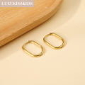 LUXUKISSKIDS Fashion Oval Hoop Earrrings Stainless Steel Elliptic Shape Silver/Gold Color 20MM Big Round Clips Smooth Mental Ear.