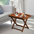 Bamboo Folding Side Table,Durable Tv Tray Bed Table,Small End Table For Living Room, Bedroom. 