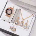 5pcs Set Watches For Women Leather Band Ladies Watch Simple Casual Women's Analog WristWatch Bracelet Gift Montre Femme(No box). 
