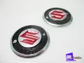 # Logo on the side of the tank fit for Suzuki 125 // fuel tank circle “red” emblem LH & RH (5 cm.). 