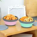 3 Pieces Silicone Folding Bowls with Lid Foldable Lunch Box Portable Salad Bowl Sets. 