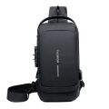 Multipurpose Patent Leather Chest Bag Biker Bag - Waterproof Men's Travel Bags to Keep Your Belongings Safe - Chest Bags with Charging. 