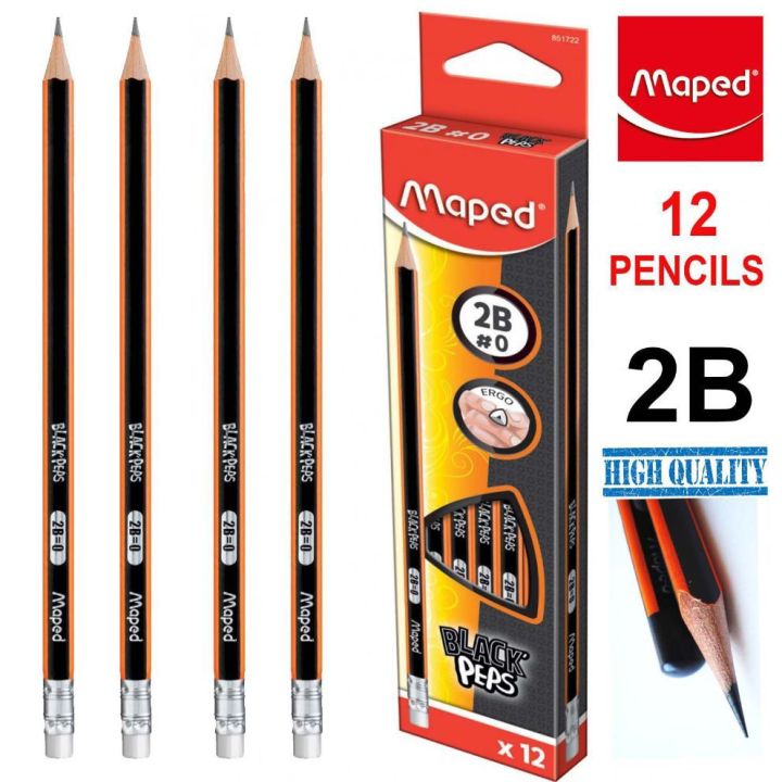 Maped Black Peps 2B Pencils 12 Pcs