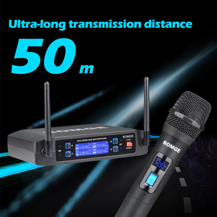 BOMGE%204%20channel%20wireless%20microphone%20System%20Cordless%20Mic%20Set%20With%20Four%20Handheld%20Mics%20Fixed%20Frequency,%20Long%20Range%20200ft%20-%20Image%203