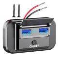 RV USB Outlet QC3.0 Motorcycle USB Fast Charger 2 Ports DC 12-24V 66W Quick Charger Socket Panel RV Phone Charger Outlet for RV. 