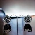 Bollywood Jewellery earing Traditional Ethnic jimikki earings Oxidized Black color with multi Stone Party Wear Bridal Bride Wedding Bridesmaid Indian Jhumka Jhumki Earrings Jewelry for Women. 