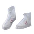 1 pair of non - slip waterproof shoe covers, PVC silicone sole, reusable, for rain & snow. Multiple sizes, unisex, white.