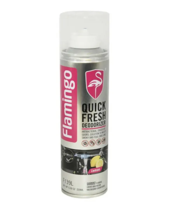 Flamingo Quick Fresh DEODORIZER (220 ml)  Lemon ( Car Aircon cleaner )