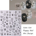 2Pcs Cartoon Cute Cat Nail Childlike Stickers Holographic Love Heart Bronzing Star Sliders Silver Chrome Nail Art Manicure Decor. 