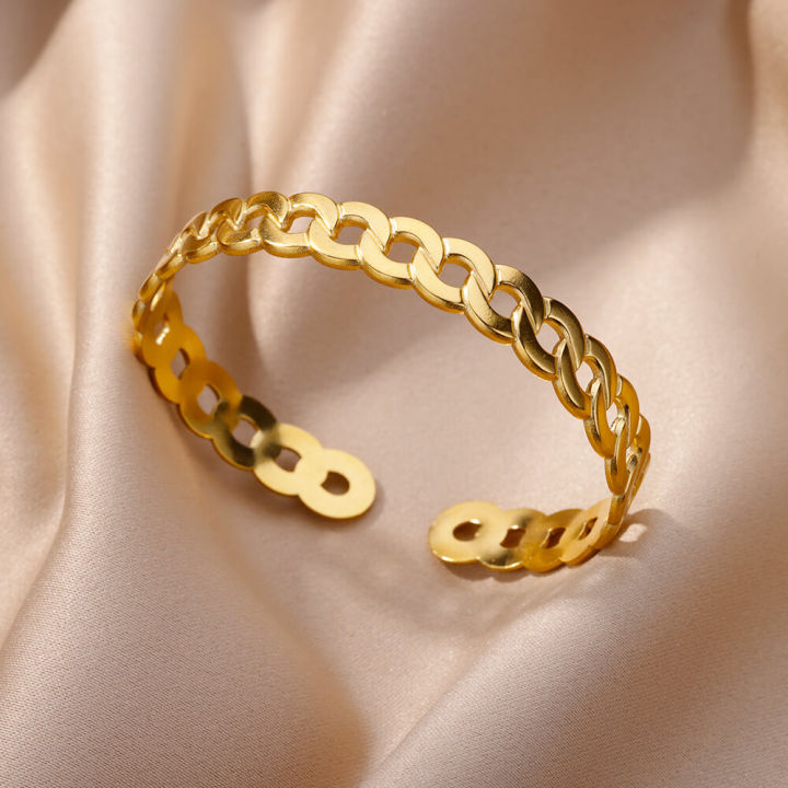 Gold%20Plated%20Bangle%20Bracelet%20for%20Women%20Open%20Adjustable%20Stainless%20Steel%20Cuff%20Bracelets%20Vintage%20Jewelry%20free%20shipping%20item%20pulseras%20-%20Image%207