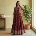 Womens Stitched Long Kamiz And Koti Set China Linen Afsan Print A Comfortable Elegant Casual Outfit Piece.