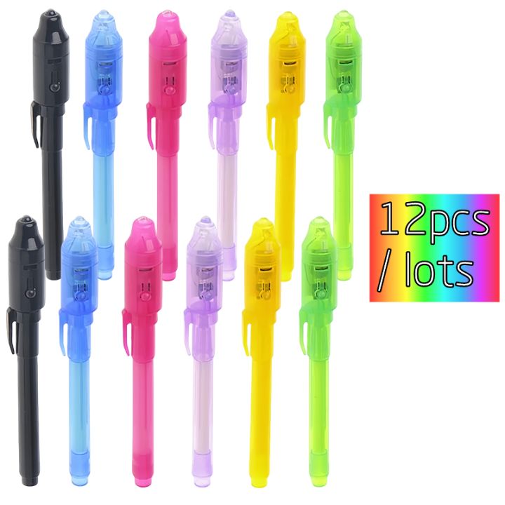 12pcs Luminous Light Pen Magic Purple 2 in 1 UV Black Light Combo ...