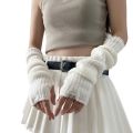 Fingerless Long Wrist Gloves Arm Warmers False Sleeves Knitted Gloves Finger Sleeves Cover Black White Half Finger Gloves.