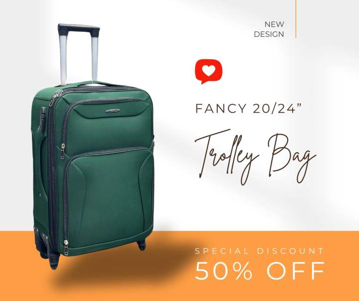 Premium Fancy 20/24 Inch Trolley Luggage Bag – Lightweight Soft Shell Suitcase with wheels | Durable Fabric, Expandable, Secure Lock – Trolly for Men & Women