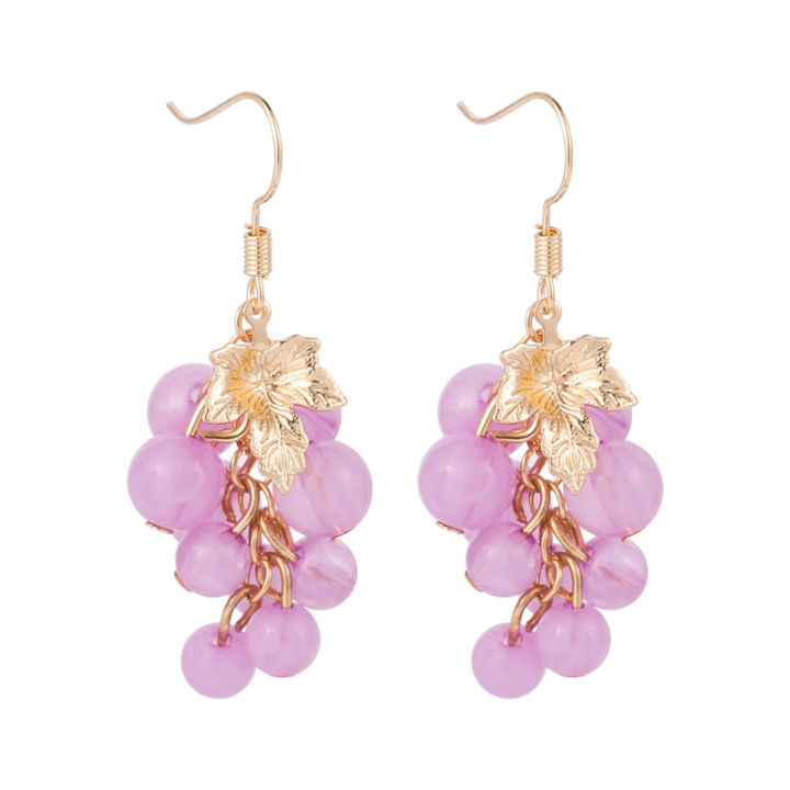 Sweet%20Summer%20Little%20Fresh%20Sweet%20Beaded%20Ear%20Hook%20Temperament%20Purple%20Grape%20Fruit%20Earrings%20Versatile%20Personality%20Ear%20Rings%20Women%20-%20Image%206