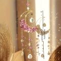 1/4pcs Moon Shaped Crystal Sun Catcher, Car Pendant, Magic Rainbow Hanging Wall Decoration, Fantasy Crystal Pendant, Rainbow.