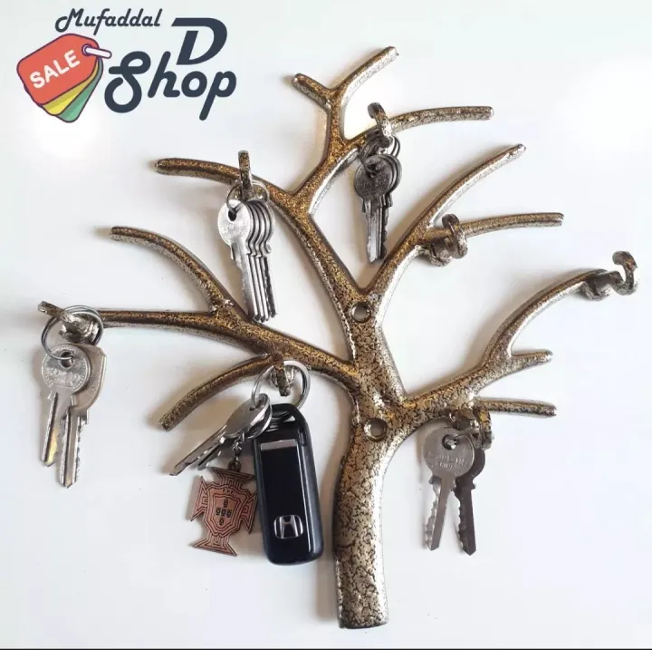Key Holder Tree Design Wall Hanger for Keys and Key Chains, 7 Hooks, Decorative Home Wall Rack, Durable High Manganese Alloy Steel, Easy to Mount