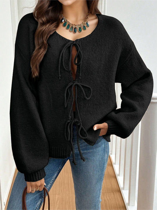 Women's%20commuter%20casual%20loose%20solid-coloured%20jumper%20V-neck%20autumn%20and%20winter%20cardigan%20with%202025%20autumn%20and%20winter%20new%20-%20Image%205