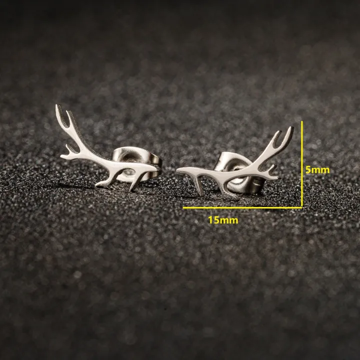 1%20Pair%20Trendy%20Cute%20Deer%20Horn%20Stud%20Earrings%20Stainless%20Steel%20Antler%20Earing%20for%20Women%20Small%20Animal%20Earings%20Fashion%20Jewelry%20Xmas%20-%20Image%202