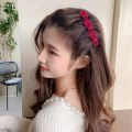 Fashion Braided Hair Clips Korean Style Flocking Sweet Cute Hair Clips for Girls Summer Bangs Side Clip | Maroon.