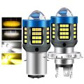 1pc H4 BA20D H6 LED Motorcycle Headlight CSP Dual Color White Yellow Hi Lo Beam Lens Fog Lamp for Motobike Scooter Running Light. 