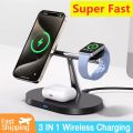 3 In 1 Magnetic Wireless Charger Stand For iPhone 16 15 14 13 Pro Apple Watch 9 8 Airprods 3 In 1 Macsafe Fast Charging Station.