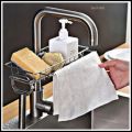 Stainless Steel Faucet Sponge Holder – Kitchen Sink Caddy for Dish Soap & Sponge Storage. 