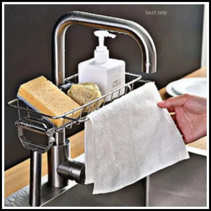 Stainless%20Steel%20Faucet%20Sponge%20Holder%20%E2%80%93%20Kitchen%20Sink%20Caddy%20for%20Dish%20Soap%20&%20Sponge%20Storage%20-%20Image%203