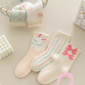 5 Pairs Children's Socks for Girls, Sweet Cute Cartoon Rabbit Girl's Casual Socks (Autumn & Spring).