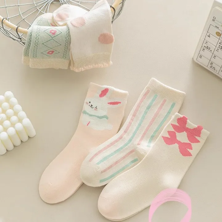 5%20Pairs%20Children's%20Socks%20for%20Girls,%20Sweet%20Cute%20Cartoon%20Rabbit%20Girl's%20Casual%20Socks%20(Autumn%20&%20Spring)%20-%20Image%204