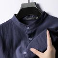 Linen Cotton Shirts for Men Lightweight Long Sleeve Henley Streetwear Beach Breathable Shirt Hawaiian Large T Shirts for Men.