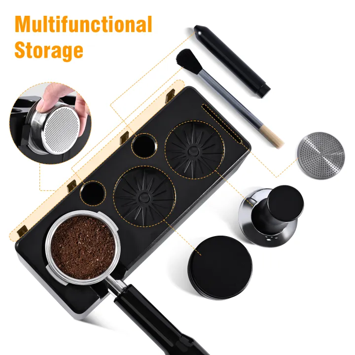 Station Tamper 51-58mm Universelle Café - Organiseur Barista ABS Avec Bac à Marc