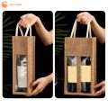 1PCS Red Wine Handbag Wine Box With Window And Handle Single/ Double Bottle Champagne Package Bag Wedding Favors For Guests.