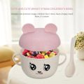 1 PCS Cute Cartoon Childrens Wheat Straw Tableware Set Food Bowl Soup Rice Bowl Kindergarten Tableware Bowl With Lid And Spoon. 