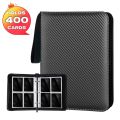 4-Pocket Card Binder (400 Cards) – Carbon Fiber PU, Black/Blue​​  Professional storage for  TCG & gaming cards. Collector's. 